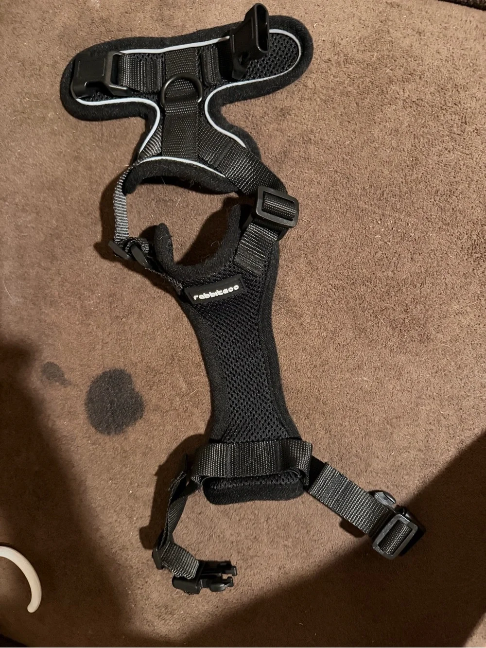 rabbiteee Black Padded No-Pull Dog Harness